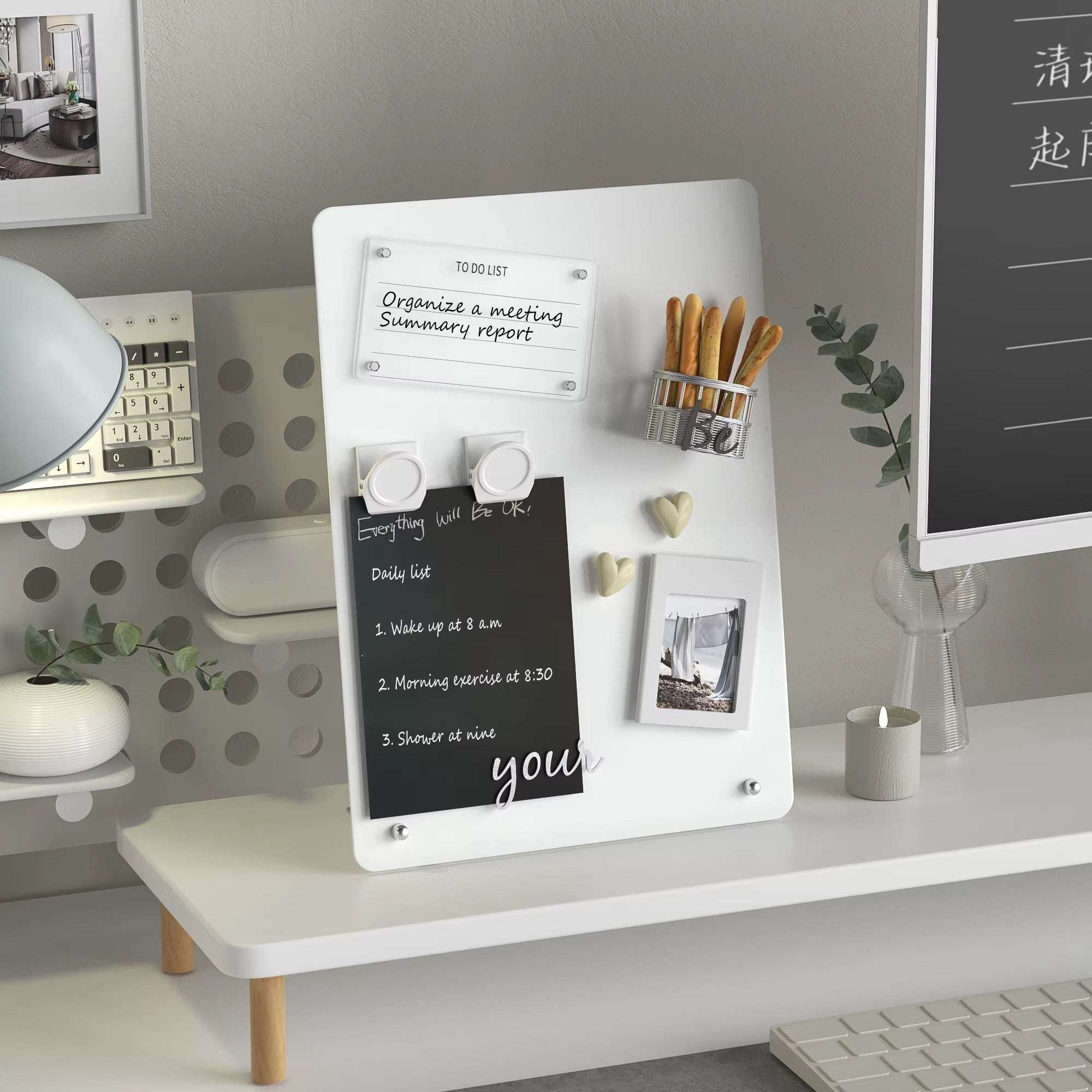 Magnetic Bulletin Board with Stand Display Board with Magnetic Clamps