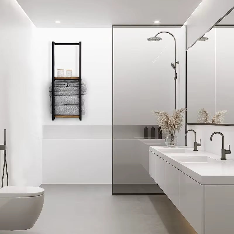 Modern 2 Tier Metal Wall Mounted Towel Rack