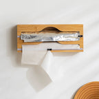 Bamboo Kitchen Wrap Dispenser with Foil & Cling Film Cutter