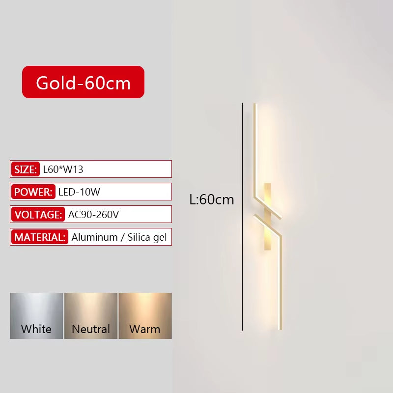Long Strip LED Wall Lamp Modern Remote Control Dimming Living Roomdecor Wall Lamp Background Bedroom Bedside Home LED Lighting