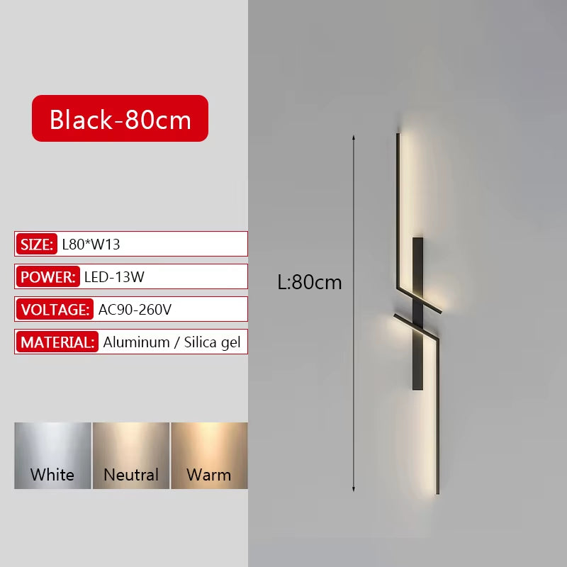 Long Strip LED Wall Lamp Modern Remote Control Dimming Living Roomdecor Wall Lamp Background Bedroom Bedside Home LED Lighting