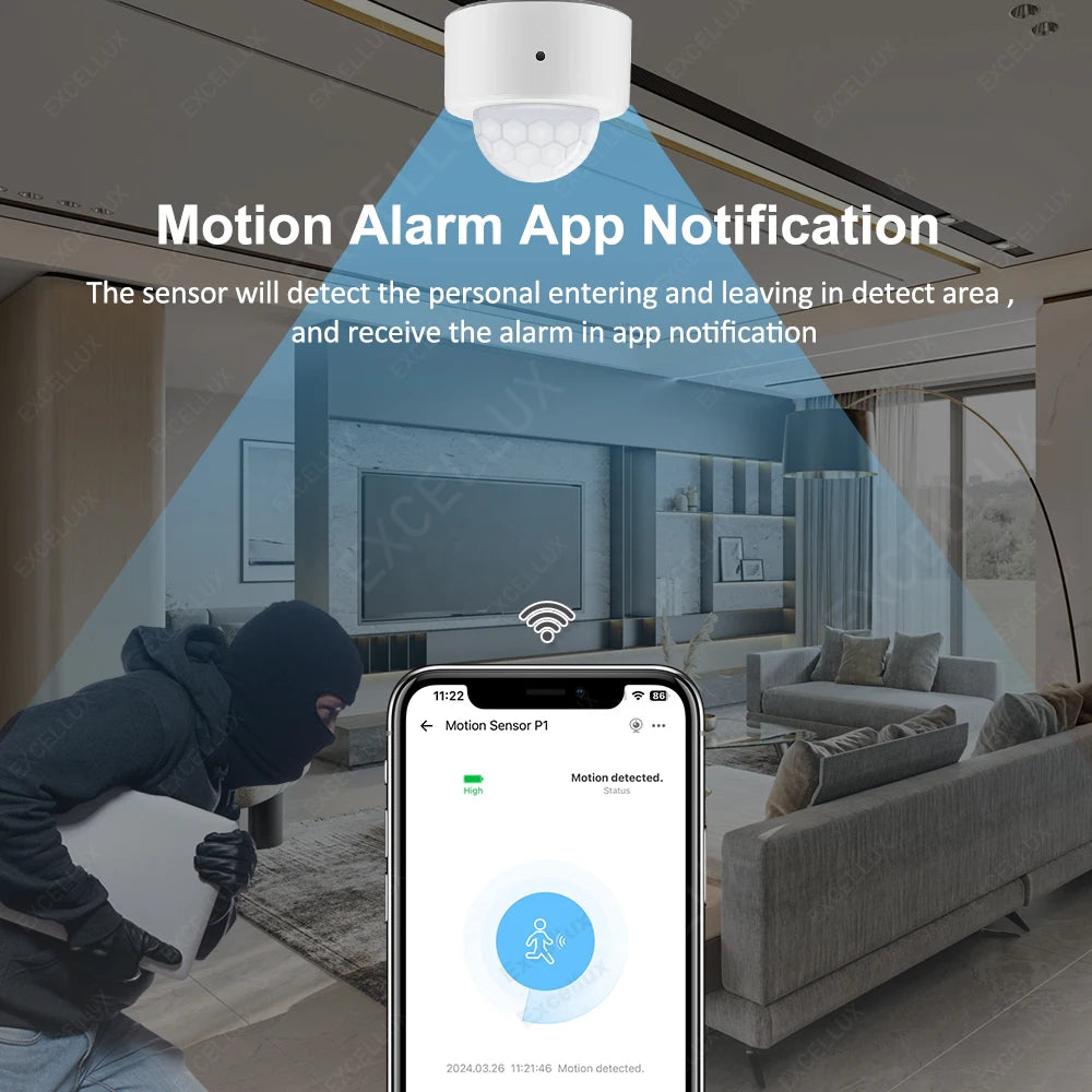 PIR Motion Sensor with App Alerts & Home Security System