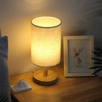 Table Lamp Beige Fabric Shade Bedside Light 
