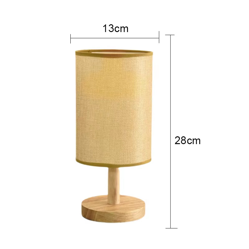 Table Lamp Beige Fabric Shade Bedside Light 