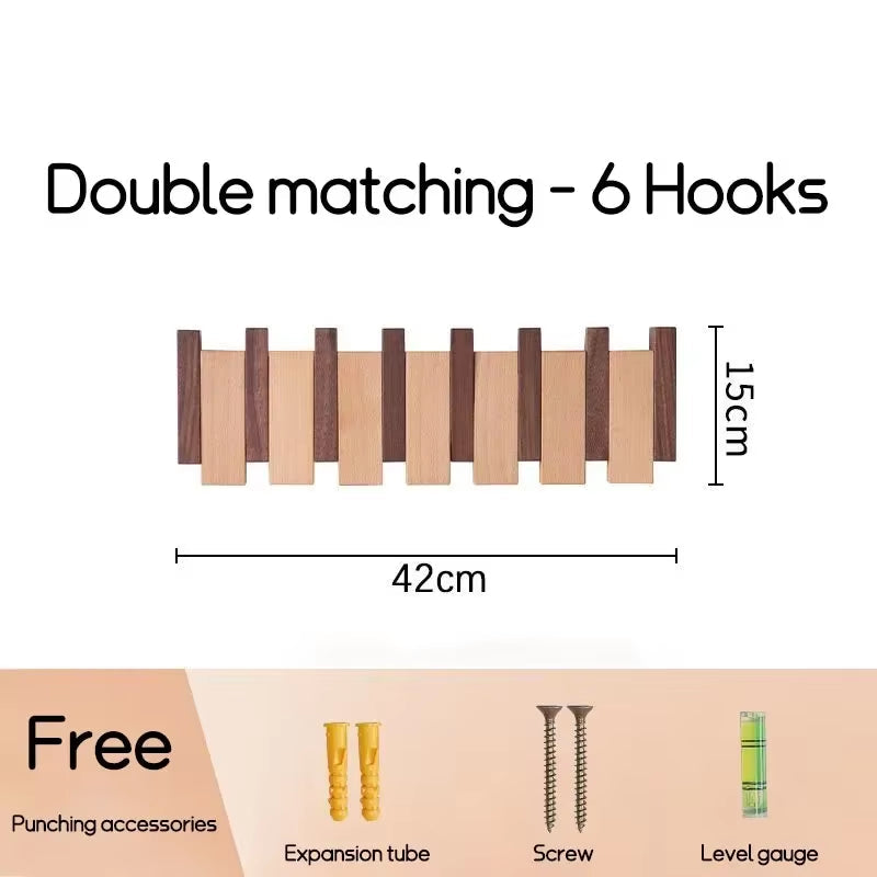 Modern Wood Wall Mounted Coat Rack