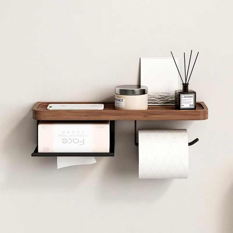 Wooden Wall Mounted Toilet Paper Holder 