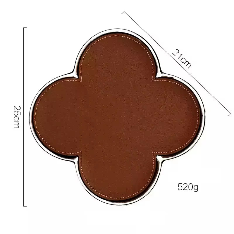 Clover Ceramic & Leather Storage Tray