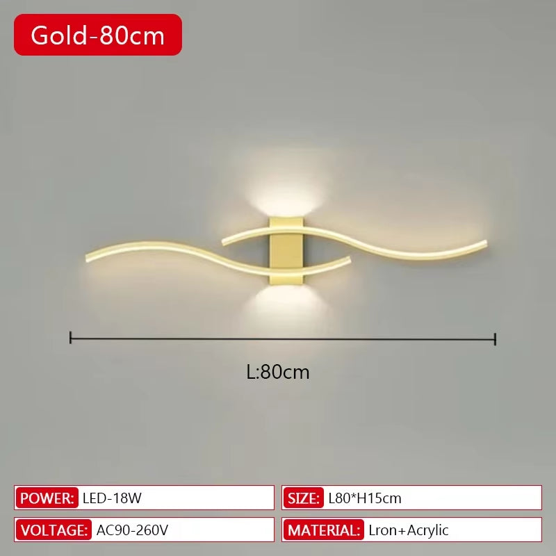 Long Strip LED Wall Lamp Modern Remote Control Dimming Living Roomdecor Wall Lamp Background Bedroom Bedside Home LED Lighting