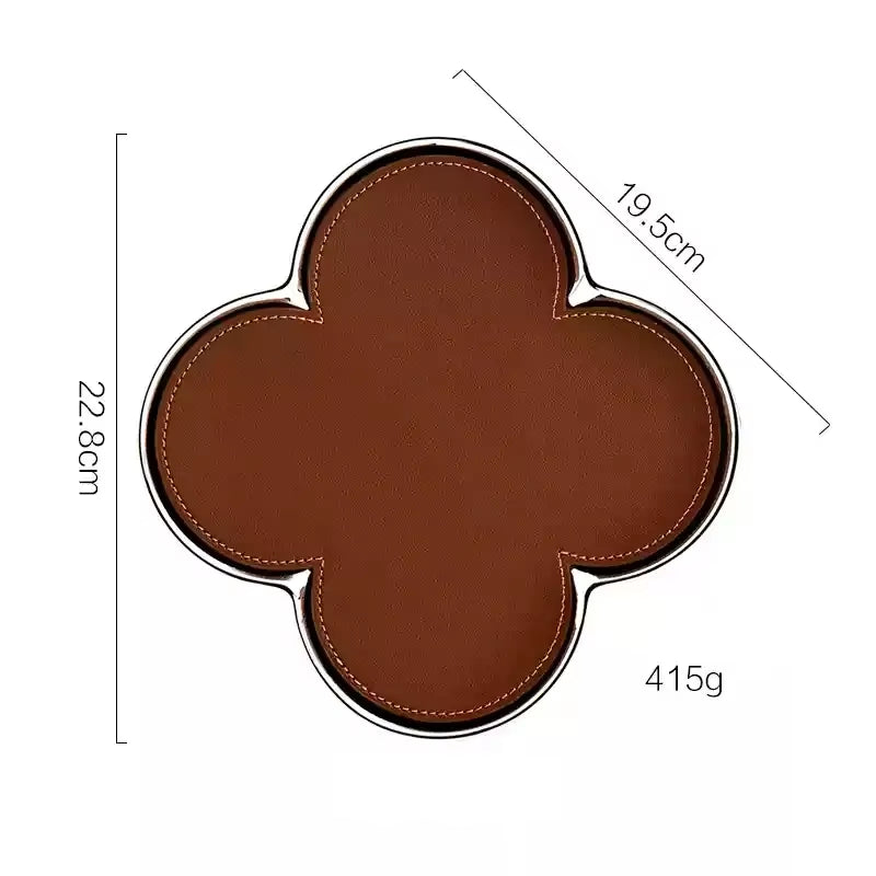 Clover Ceramic & Leather Storage Tray