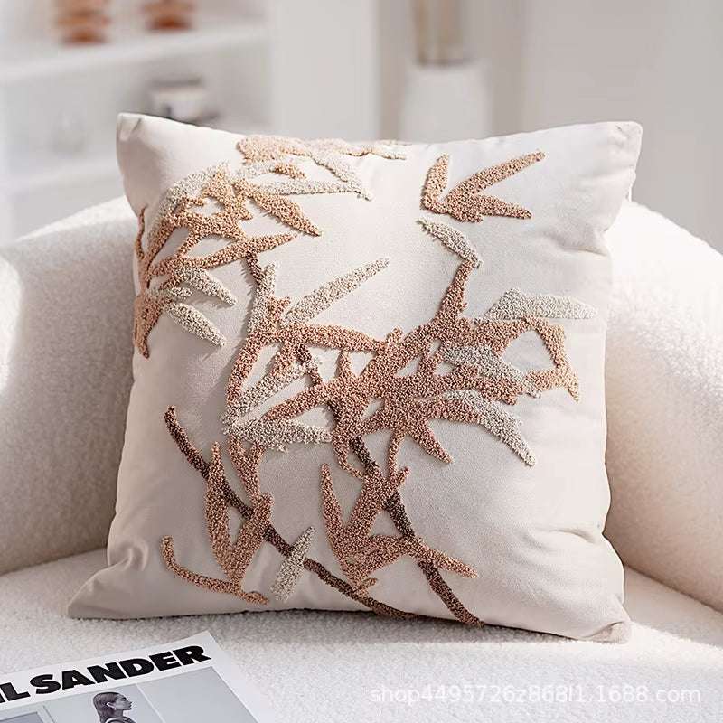 Brown & Cream Nordic Jacquard Decorative Throw Pillow Cover 45x45cm