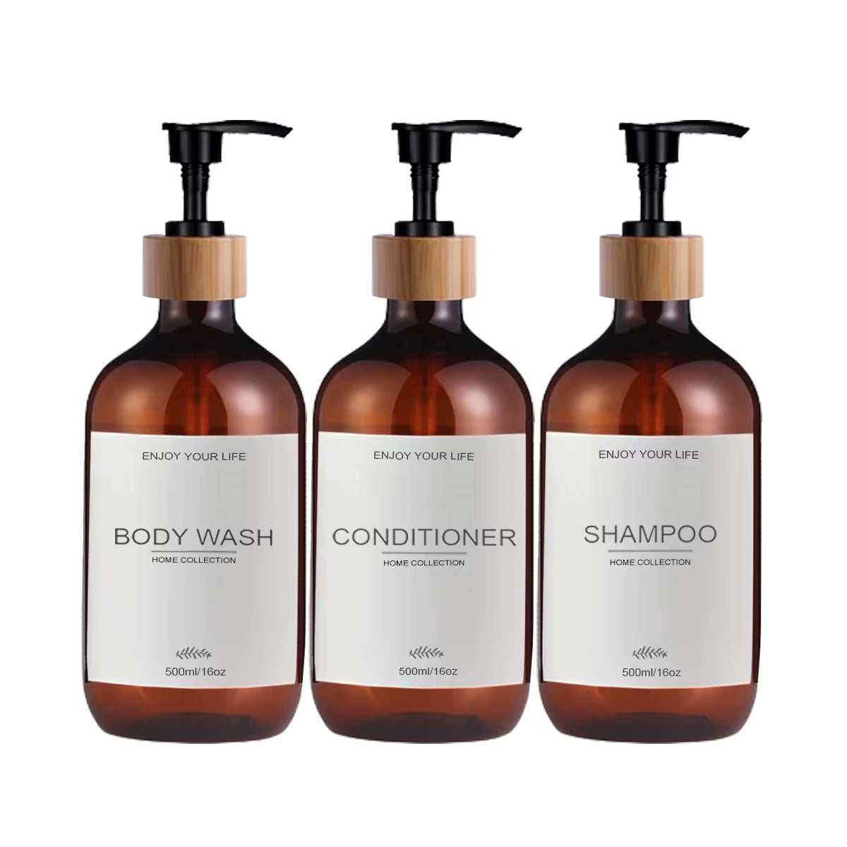 Refillable Shampoo & Conditioner Bottles Set of 3