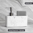 Marble Liquid Soap Dispenser Set with Sponge Holder