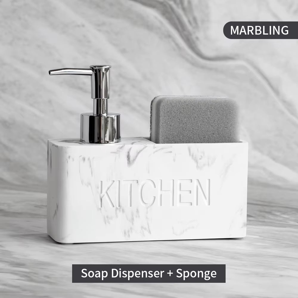 Marble Liquid Soap Dispenser Set with Sponge Holder