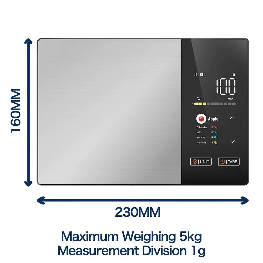 Smart Digital Kitchen Scale – Bluetooth Food Nutrition Analyzer with TFT Display