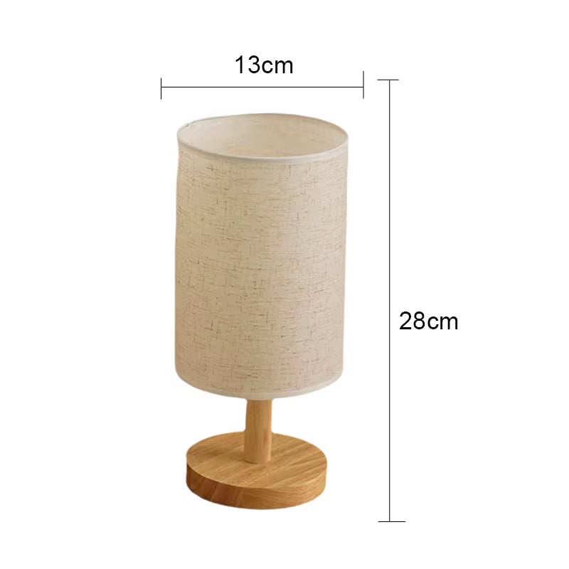 Table Lamp Beige Fabric Shade Bedside Light 