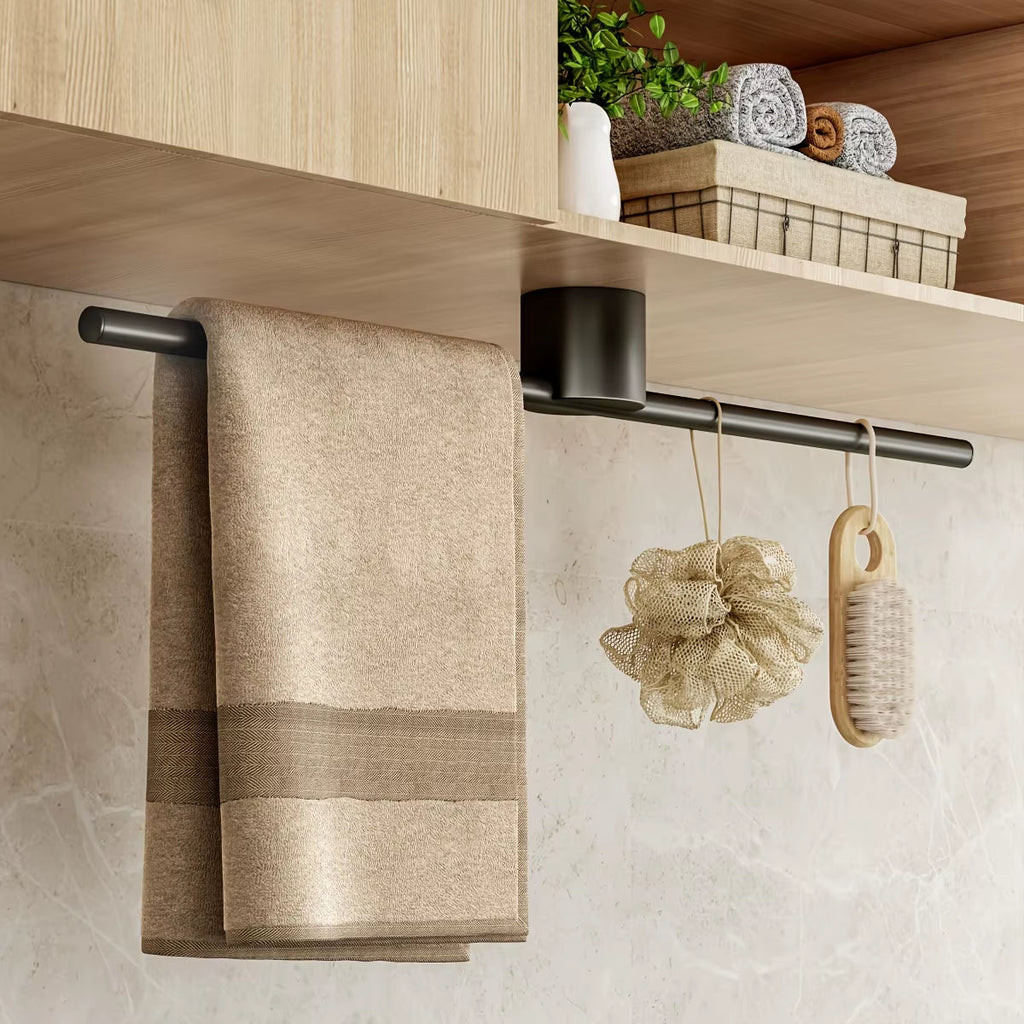 Aluminum Wall Mounted Towel Rack Self Adhesive