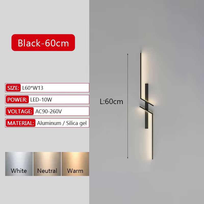 Long Strip LED Wall Lamp Modern Remote Control Dimming Living Roomdecor Wall Lamp Background Bedroom Bedside Home LED Lighting