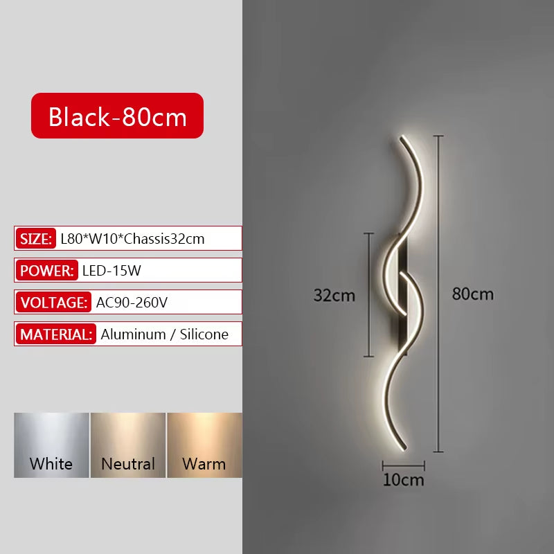 Long Strip LED Wall Lamp Modern Remote Control Dimming Living Roomdecor Wall Lamp Background Bedroom Bedside Home LED Lighting