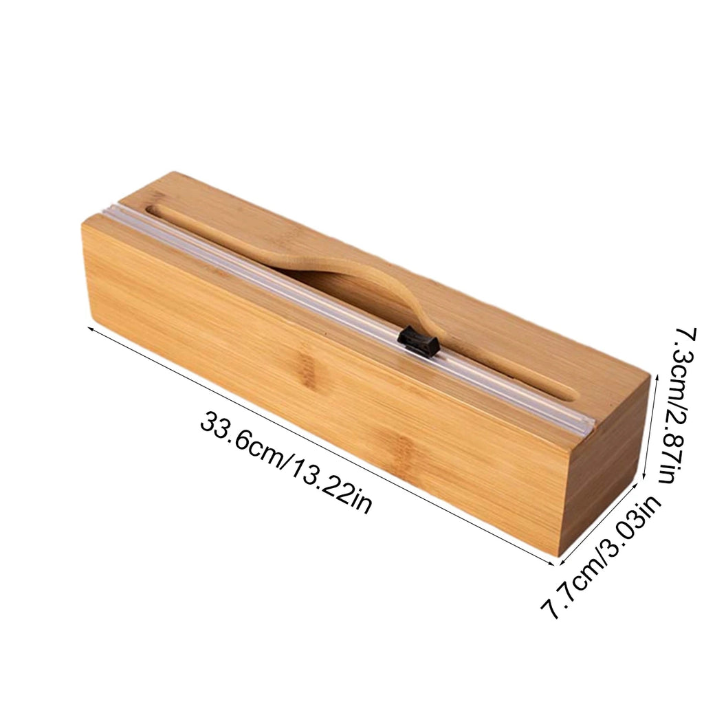 Bamboo Kitchen Wrap Dispenser with Foil & Cling Film Cutter