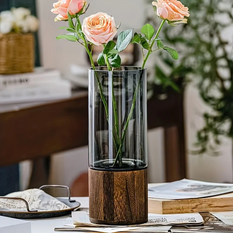Minimalist Wooden Glass Vase