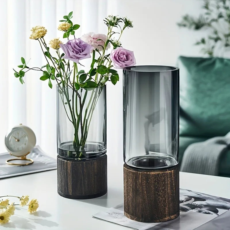 Minimalist Wooden Glass Vase